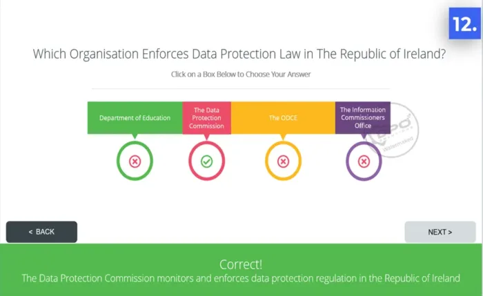 data privacy awareness short training presentation - quiz q1 - Which Organisation Enforces Data Protection Law in The Republic of Ireland